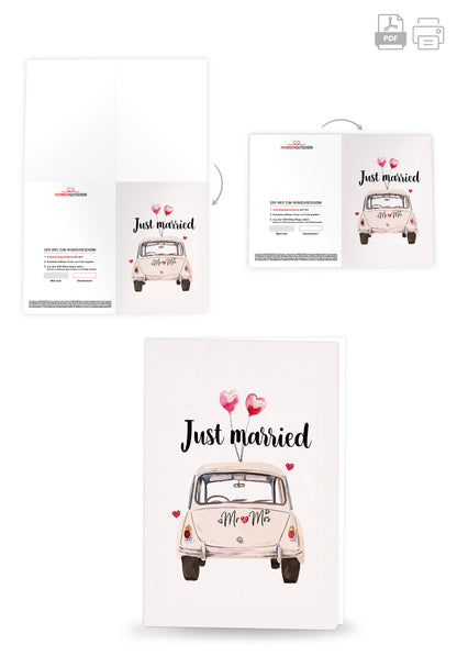 Just Married - Auto Weiß