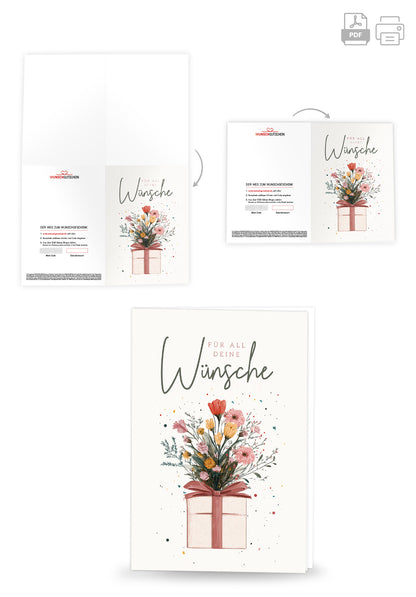 Für all deine Wünsche - Geschenk mit Blumen