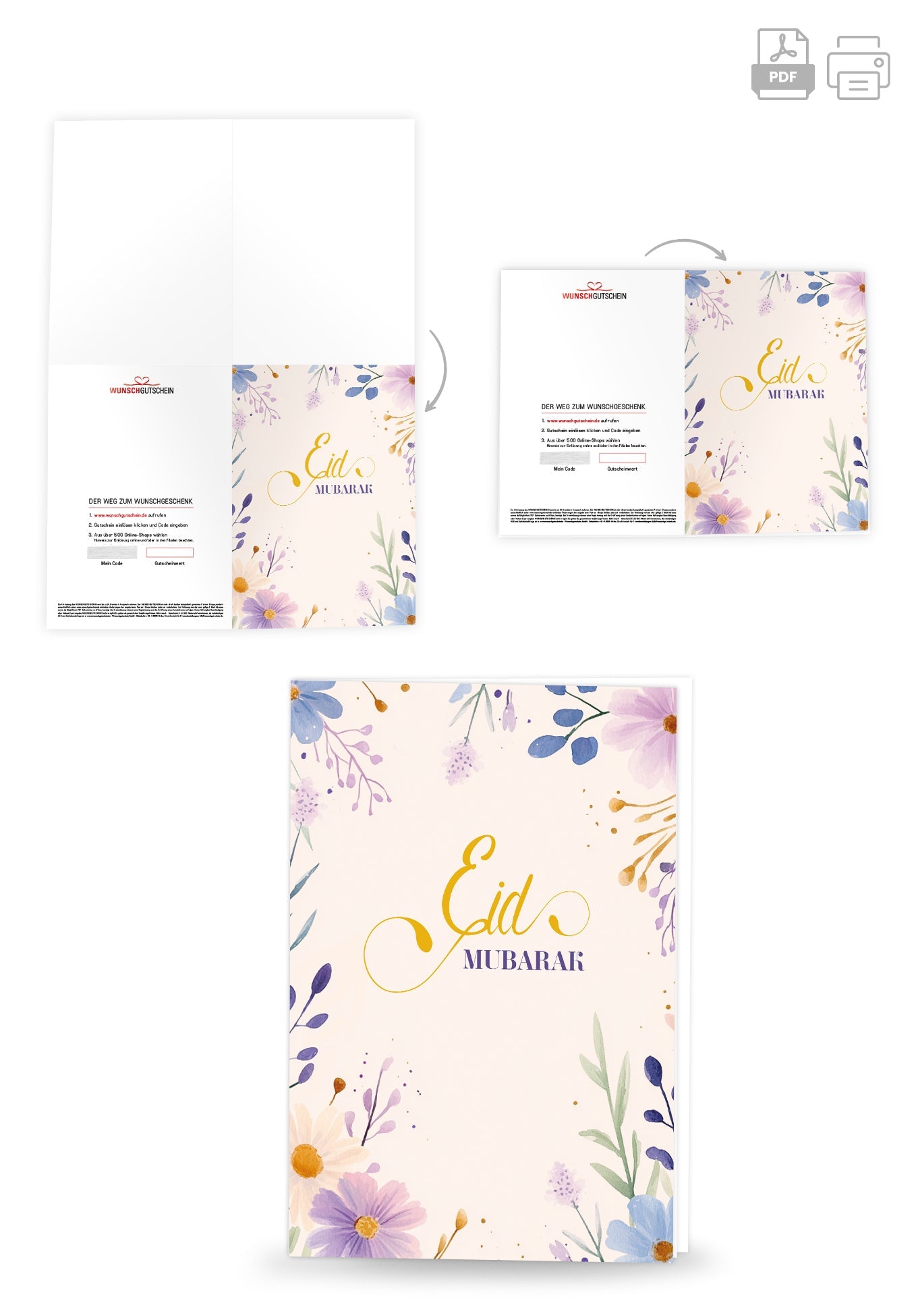 Eid Mubarak - Aquarellblumen Beige PDF
