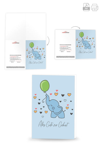 Alles Gute zur Geburt - Elefant PDF