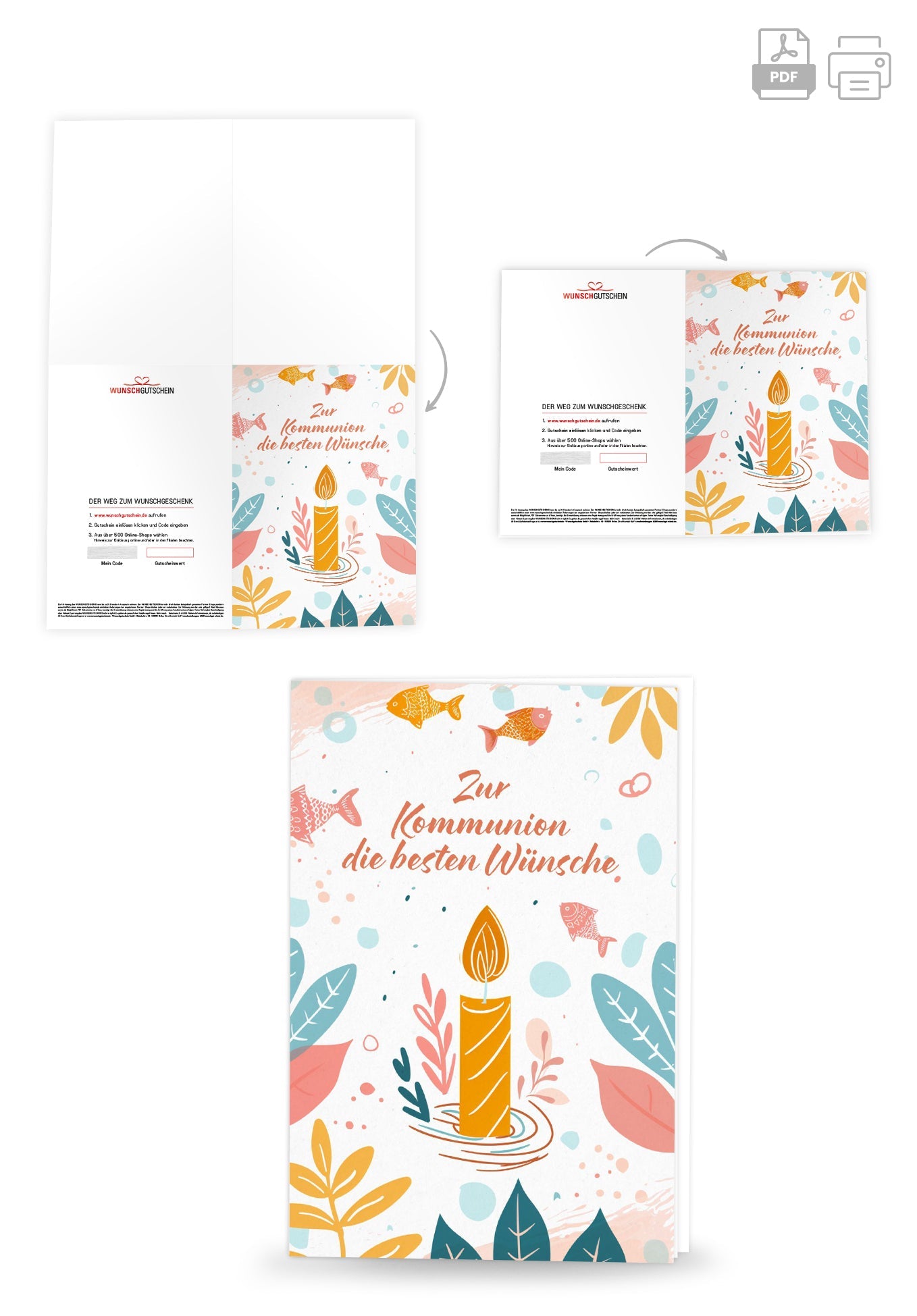 Zur Kommunion - Kerze Fische PDF