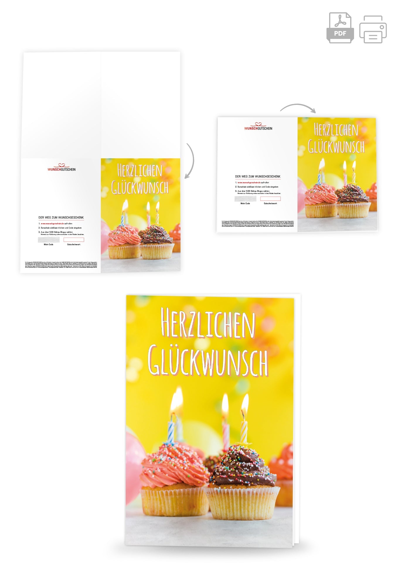 Wunschgutschein Herzlichen Glückwunsch - Muffins – Geschenkgutschein Ansicht 4