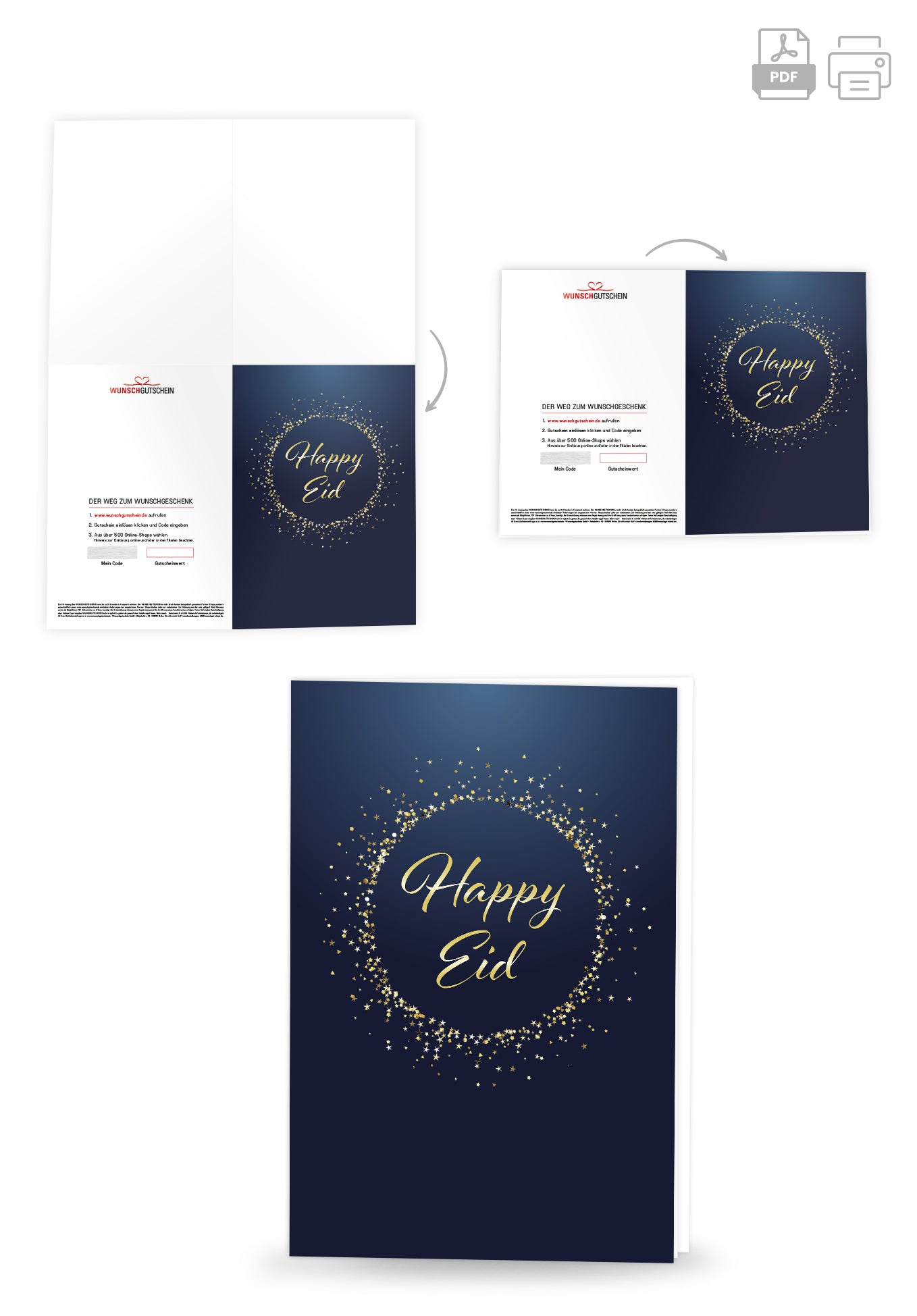 Happy Eid - Blau Gold