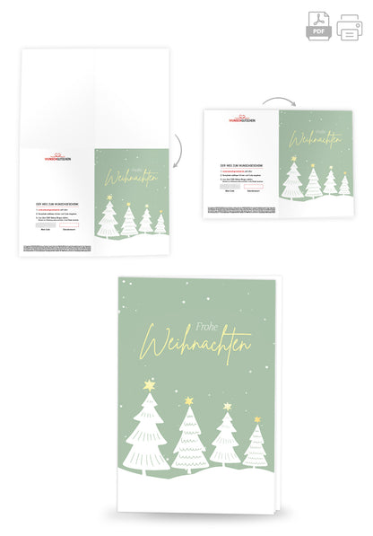Frohe Weihnachten - Tannen Grün Gelb PDF