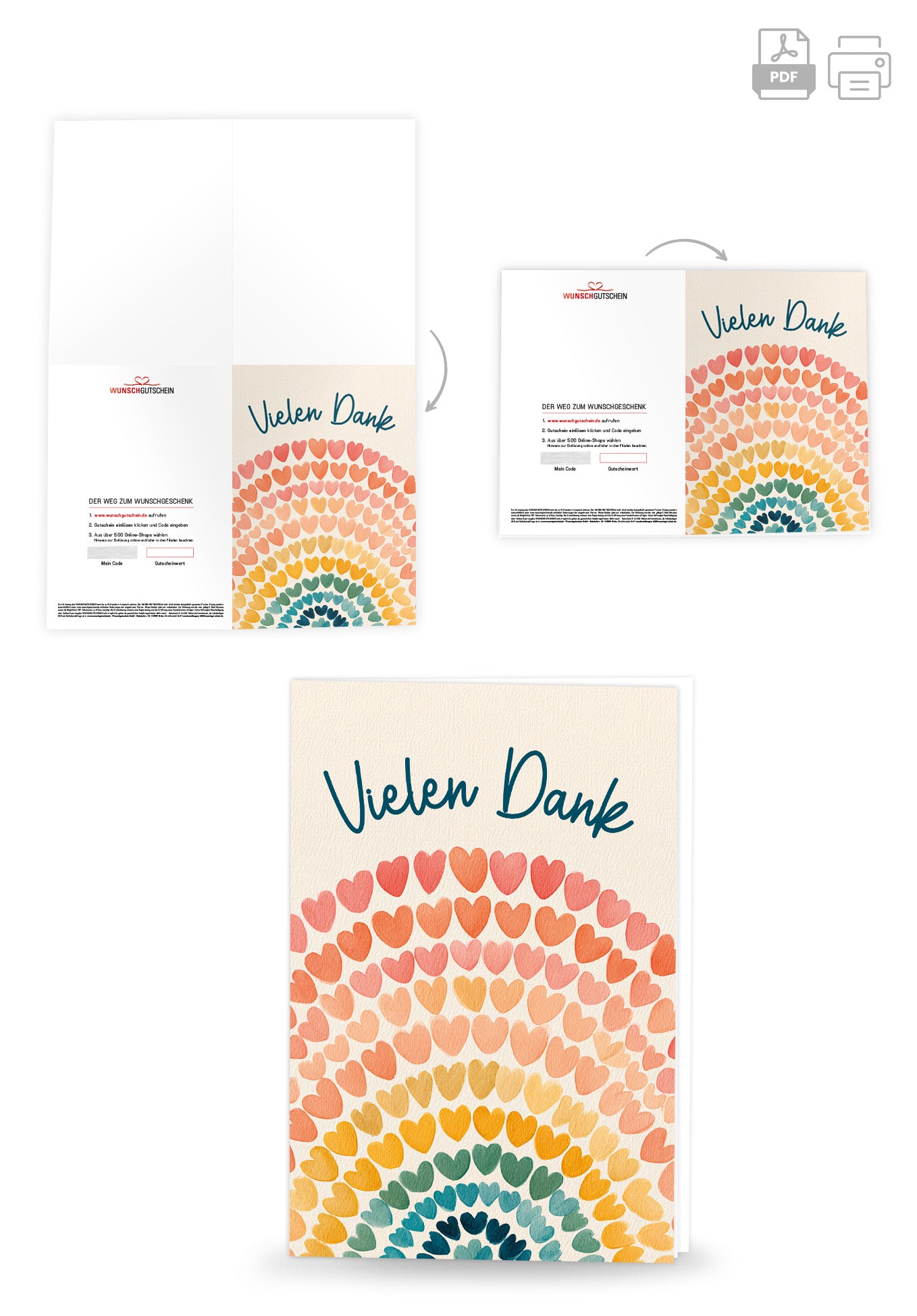 Vielen Dank - Bunte Herzchen