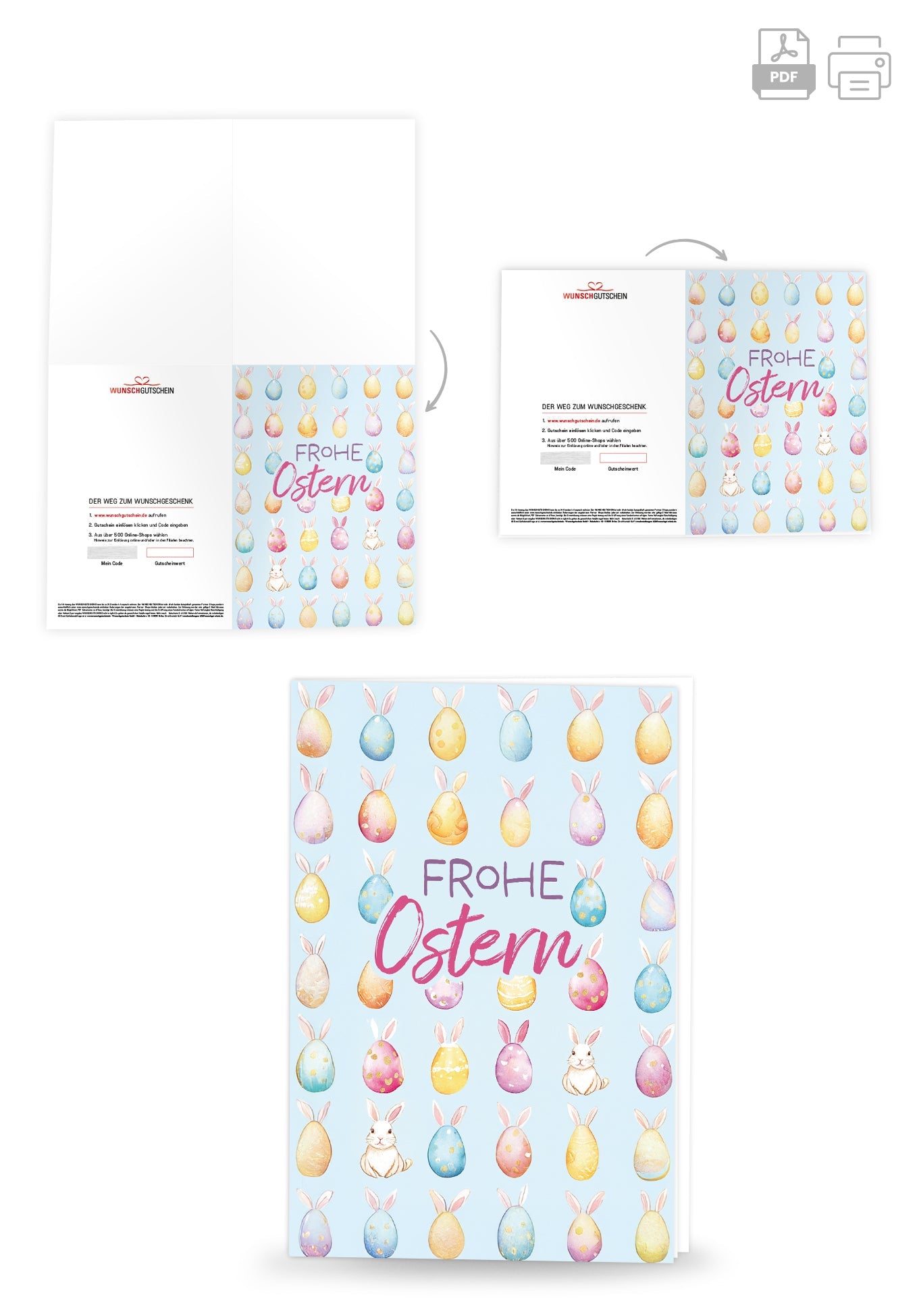 Frohe Ostern - Haseneier Muster PDF