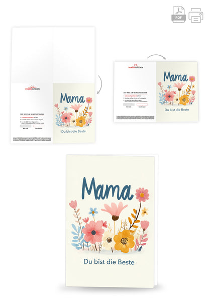 Mama du bist die Beste - Blumen Bunt