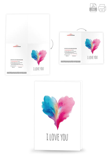 I love you - Herz Blau-Pink