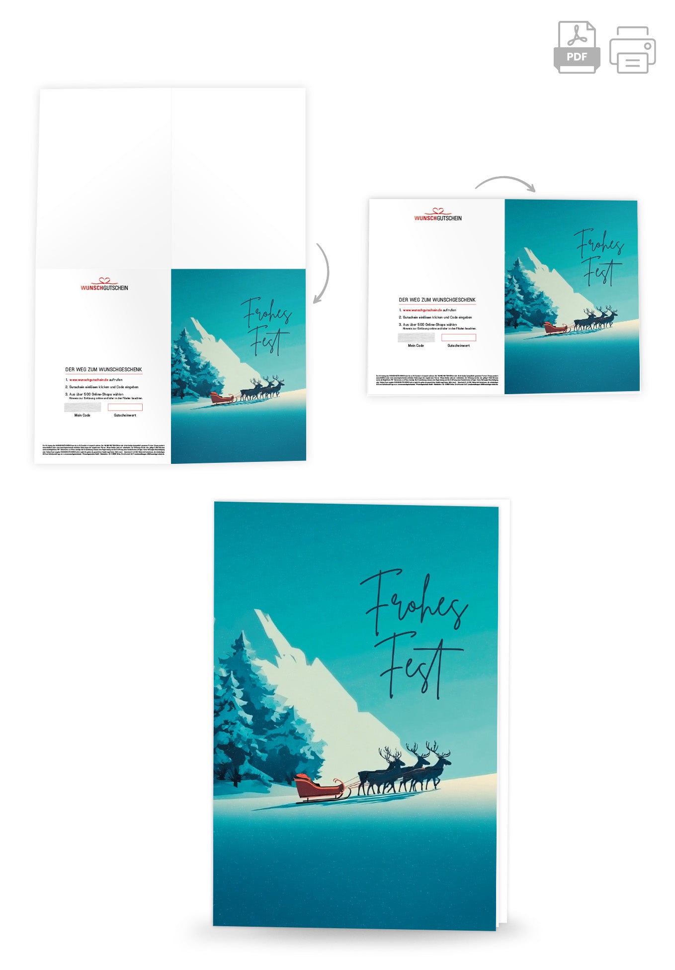 Frohes Fest - Schlitten Berge PDF