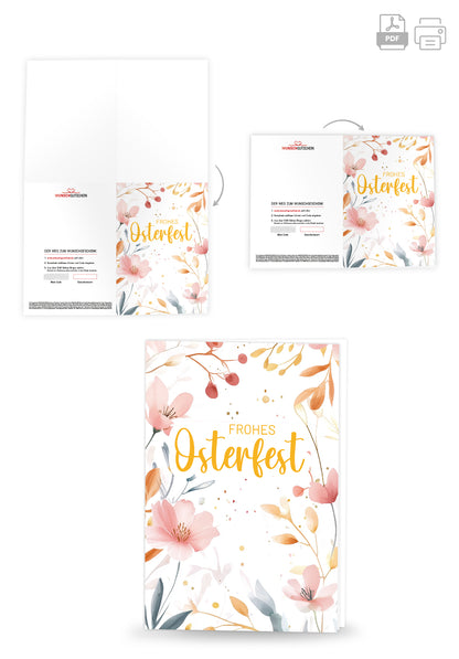 Frohes Osterfest - Aquarellblumen Rosa