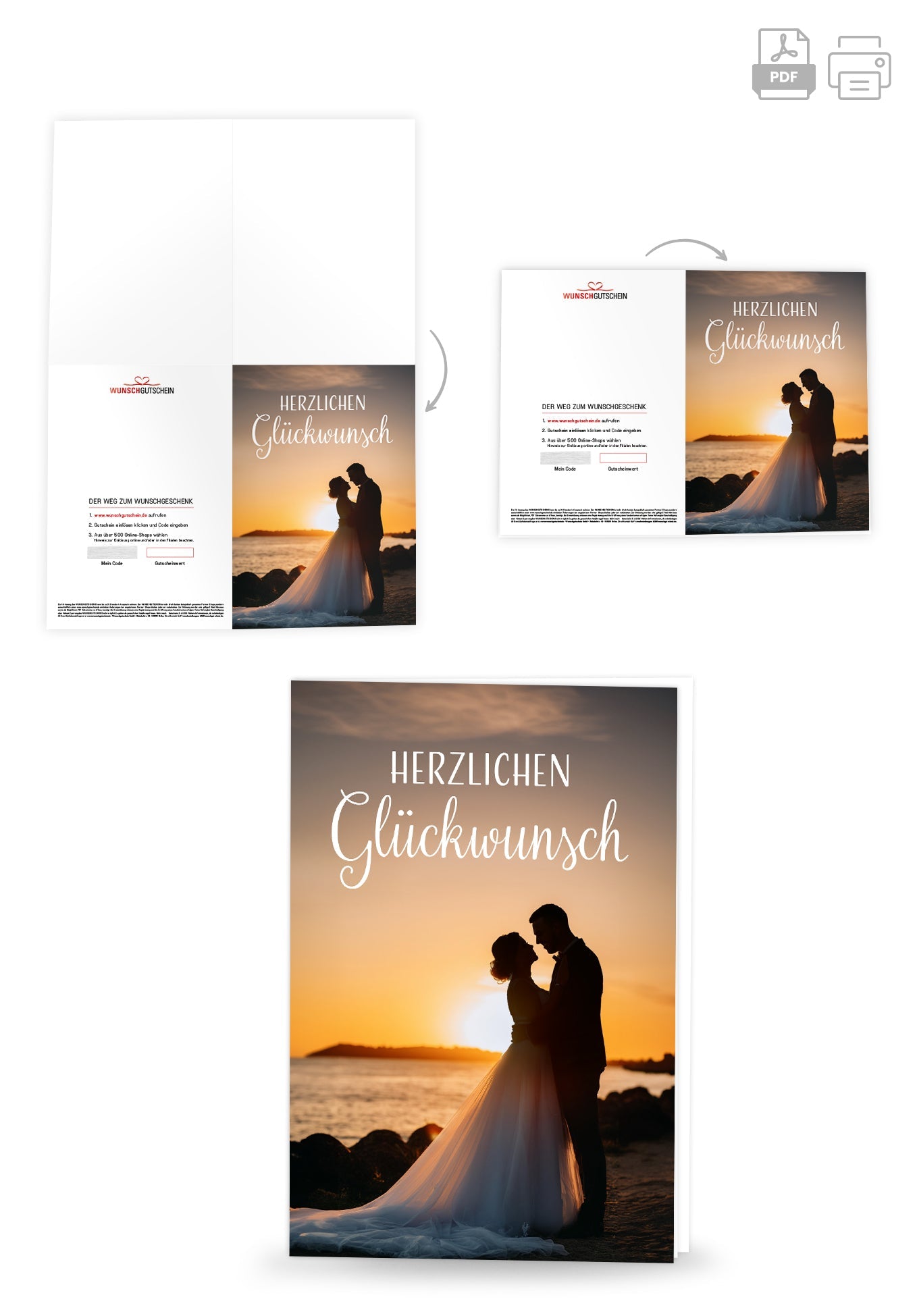Wunschgutschein Herzlichen Glückwunsch - Sonnenuntergang – Geschenkgutschein Ansicht 4