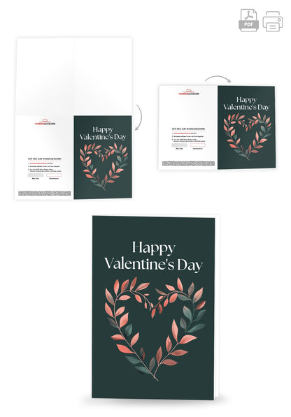 Wunschgutschein Happy Valentine's Day - Herz Dunkelgrün – Geschenkgutschein Ansicht 4