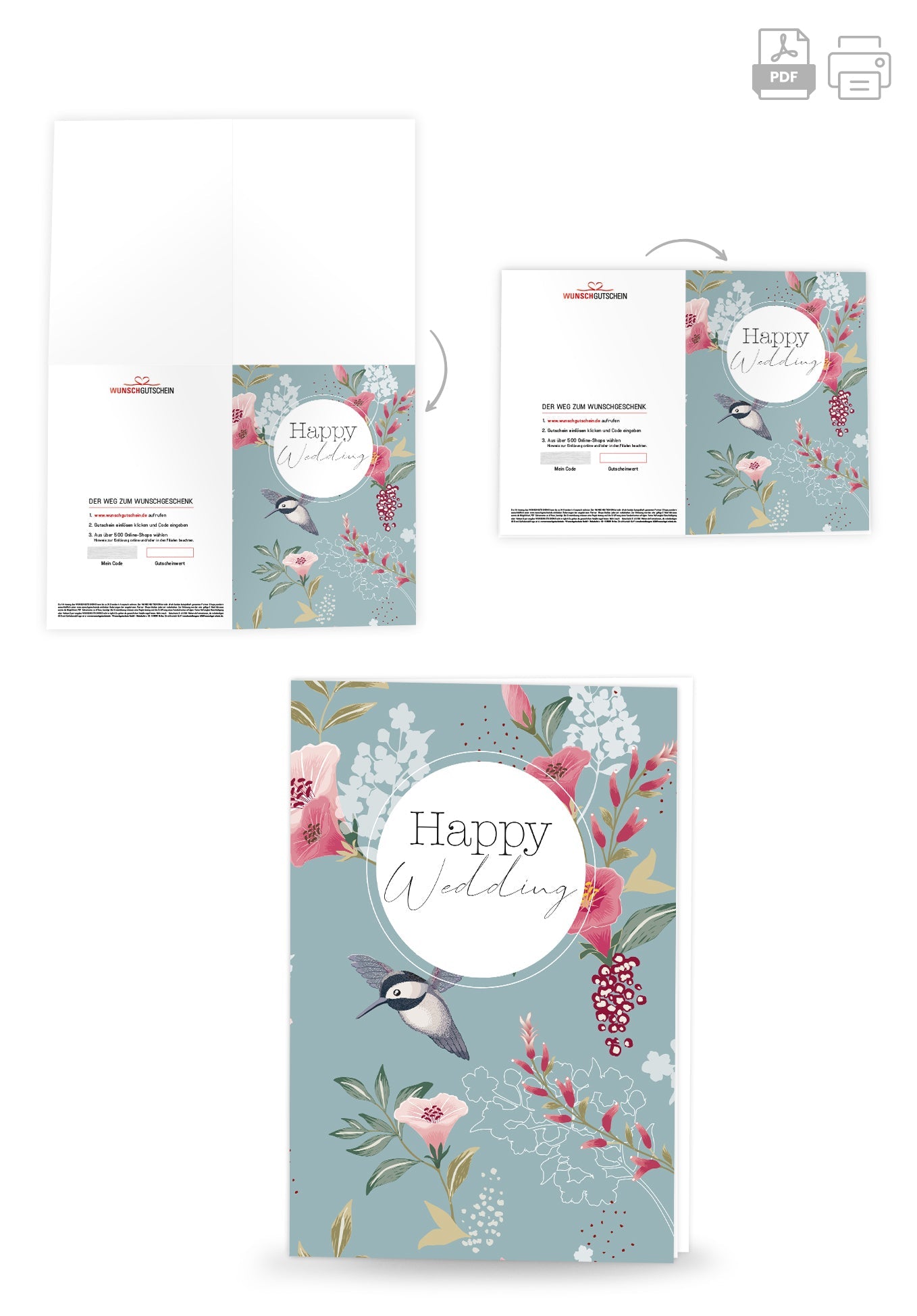 Wunschgutschein Happy Wedding - Vogel – Geschenkgutschein Ansicht 4
