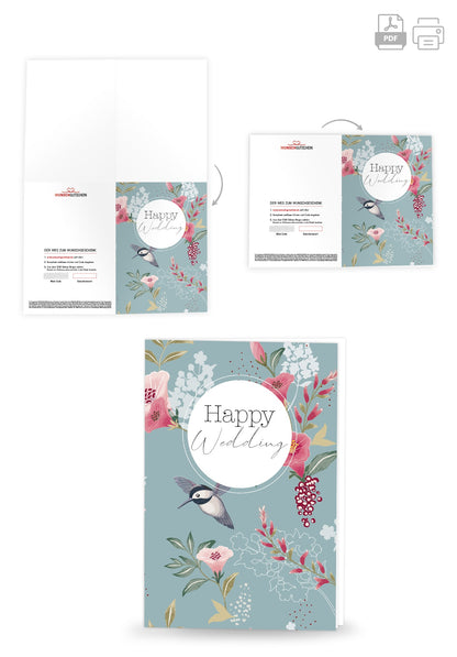 Wunschgutschein Happy Wedding - Vogel – Geschenkgutschein Ansicht 4
