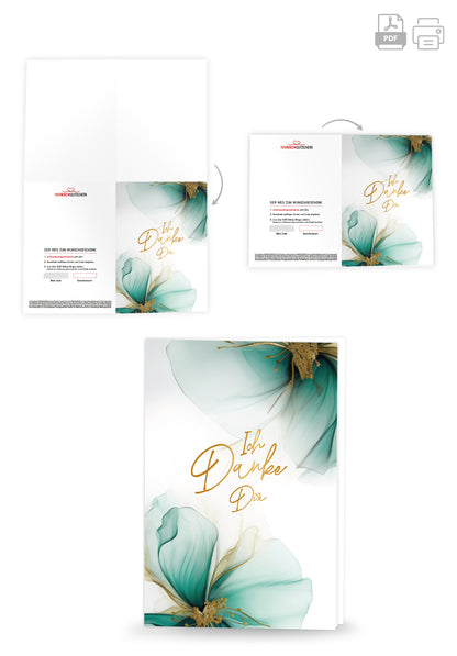 Ich Danke Dir - Blumen Grün Gold