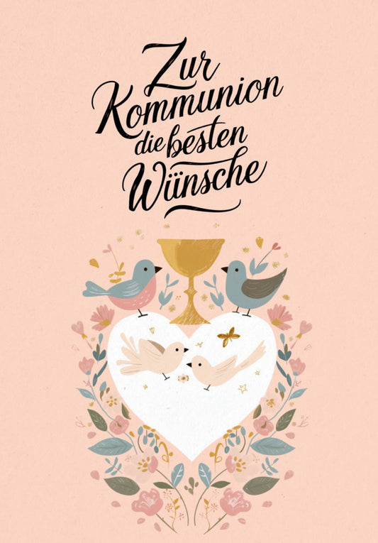 Zur Kommunion - Herz Vögel (Gutscheinwert)