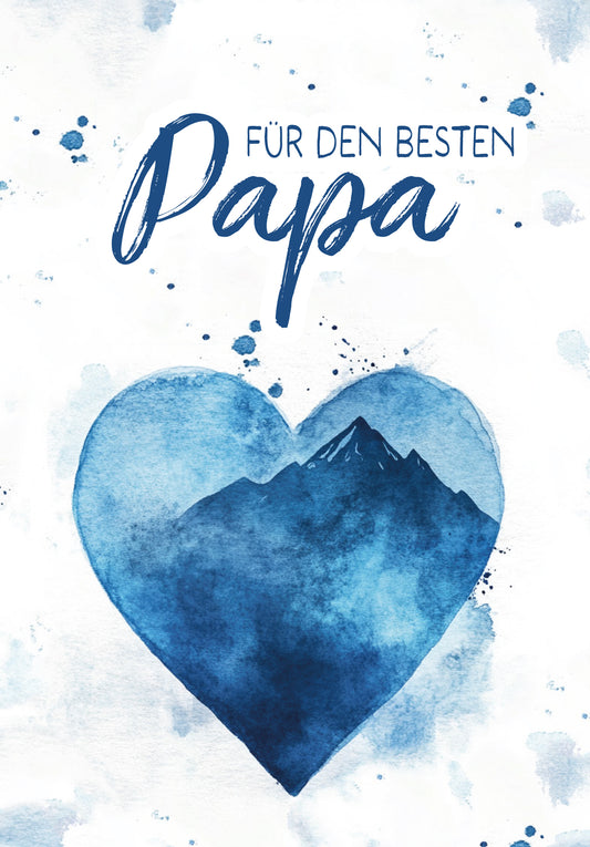 Für den besten Papa - Aquarellherz blau