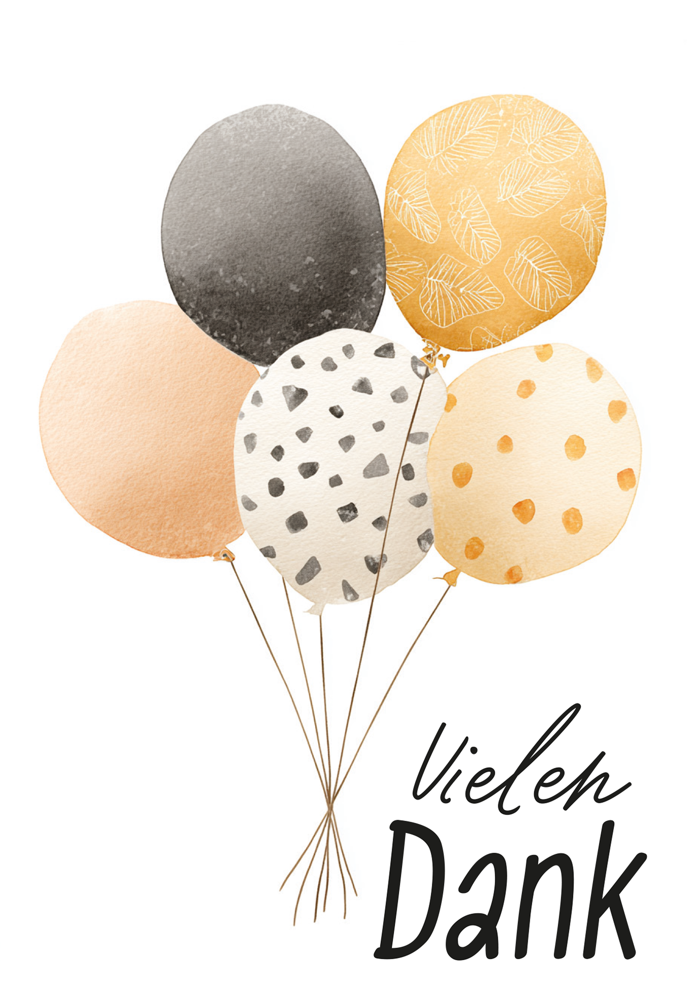 Vielen Dank - Ballons Wasserfarbe