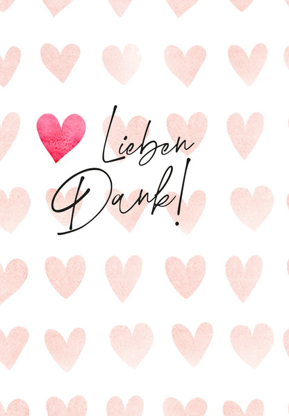 Lieben Dank - Herzen Aquarell PDF