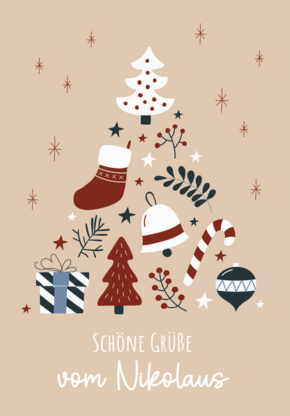 Grüße vom Nikolaus - Doodle Beige
