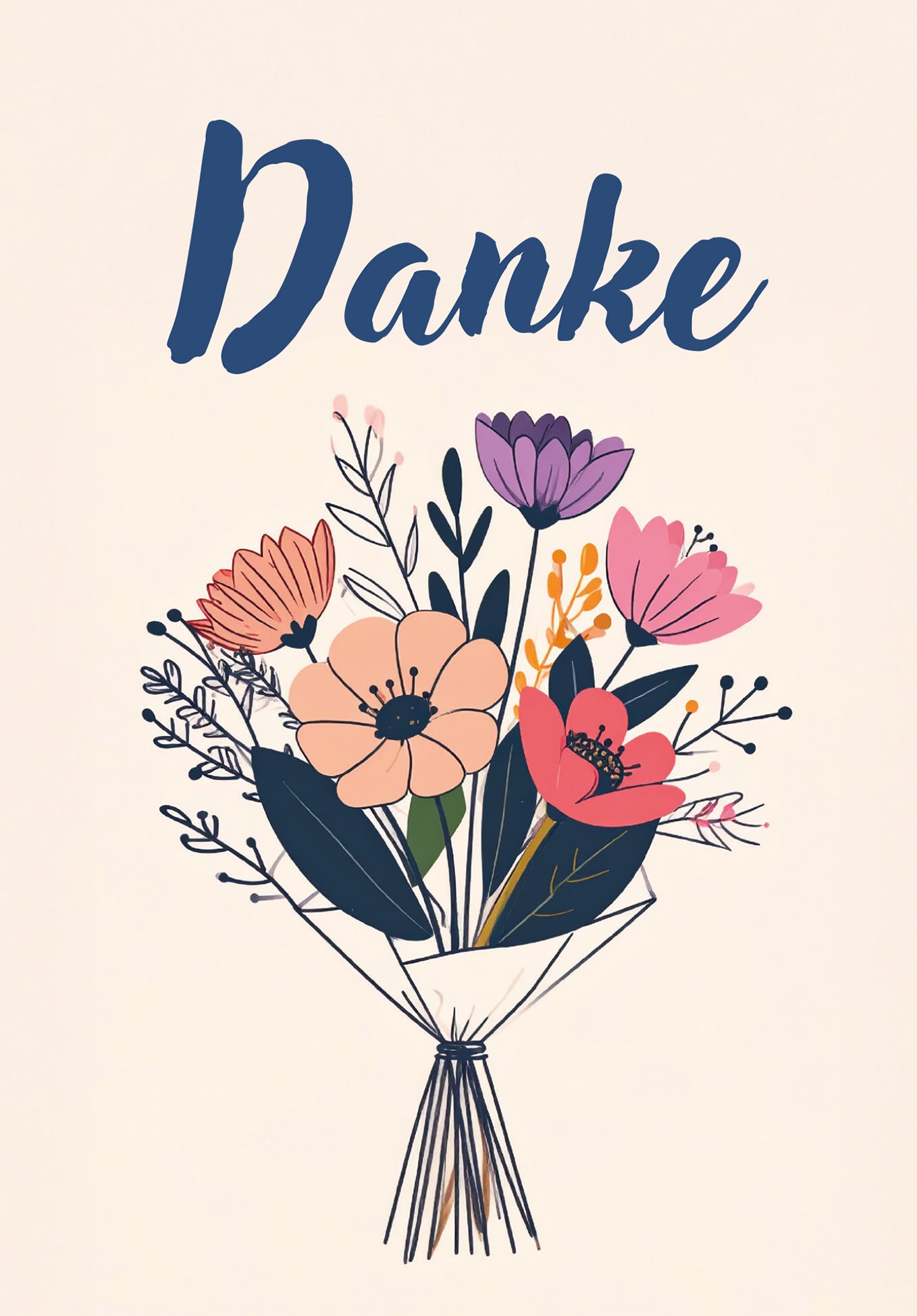 Danke - Blumenstrauß Beige (Gutscheinwert)
