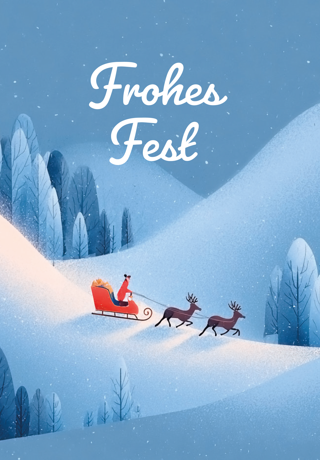 Frohes Fest - Schlitten Weihnachtsmann