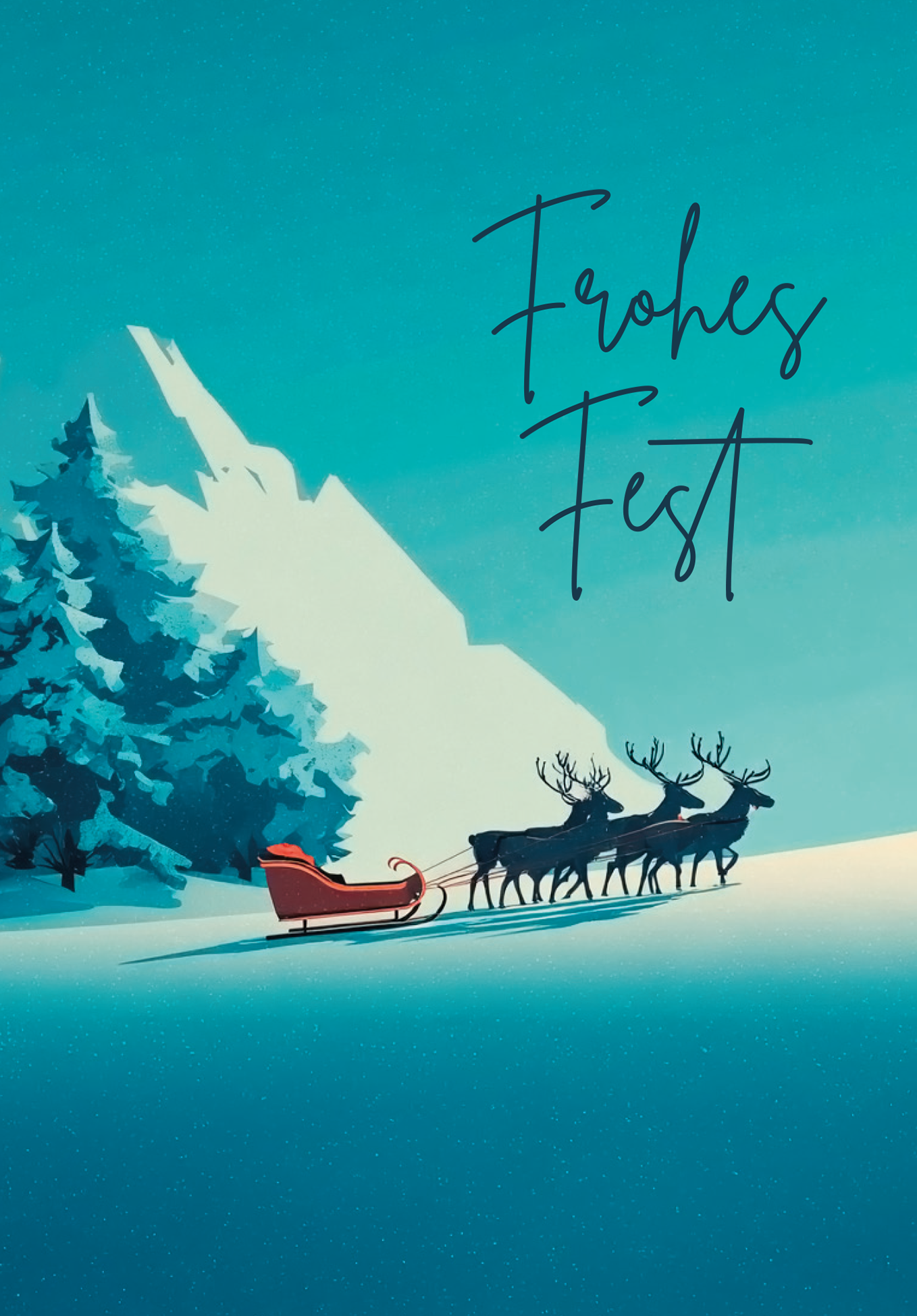 Frohes Fest - Schlitten Berge