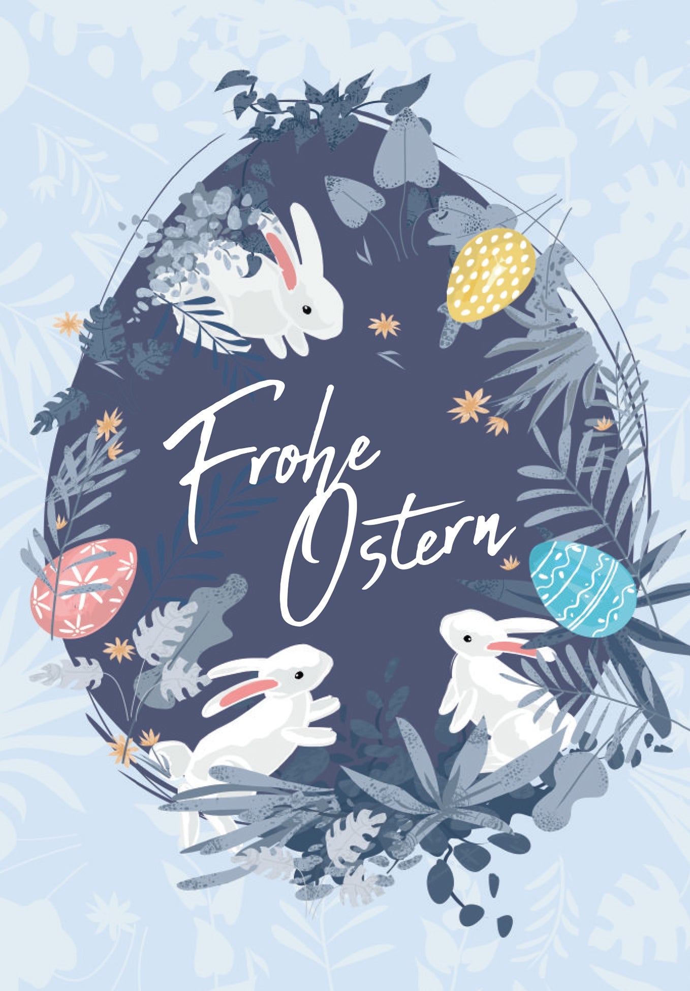 Frohe Ostern - Ei auf Blau PDF
