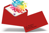 Roter Geschenkumschlag mit personalisierter Handschrift