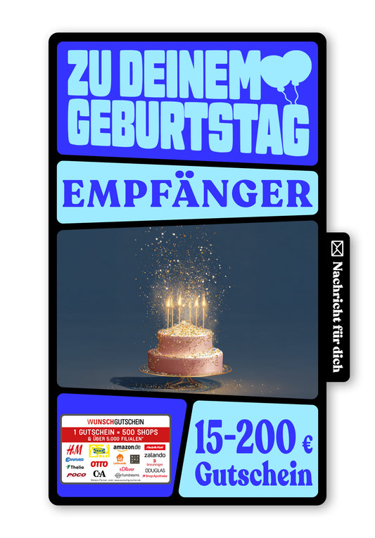 Wunschgutschein Digital - Zum Geburtstag - Torte Glitzer – Geschenkgutschein Ansicht 1