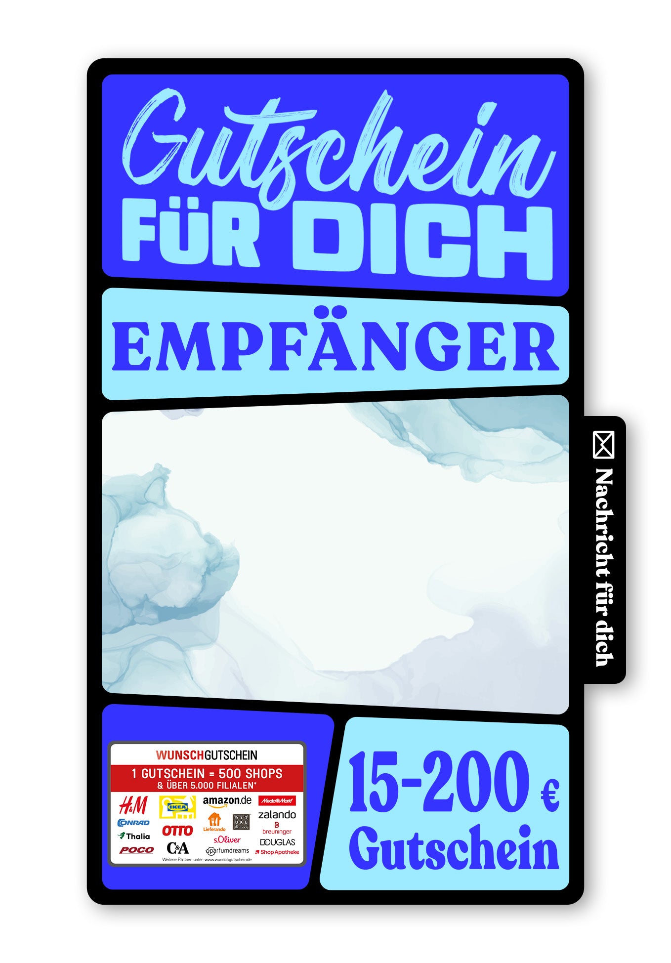 Wunschgutschein Digital - Für alle Wünsche - Aquarell Blau – Geschenkgutschein Ansicht 1