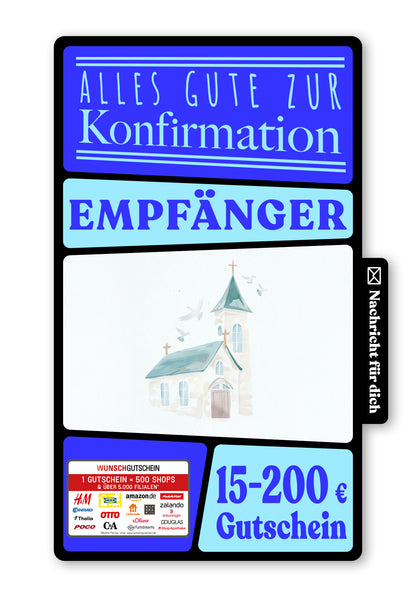 Wunschgutschein Digital - Zur Konfirmation - Kirche Grün – Geschenkgutschein Ansicht 1
