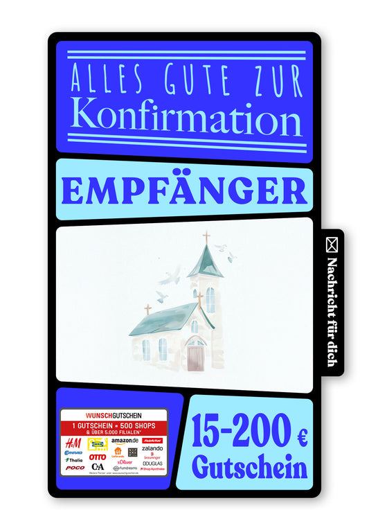 Wunschgutschein Digital - Zur Konfirmation - Kirche Grün – Geschenkgutschein Ansicht 1