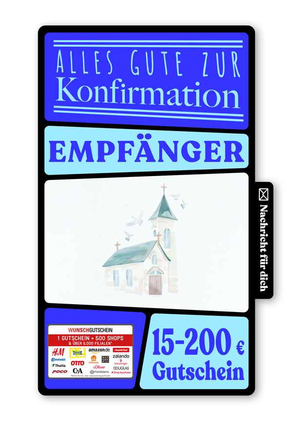 Wunschgutschein Digital - Zur Konfirmation - Kirche Grün – Geschenkgutschein Ansicht 1