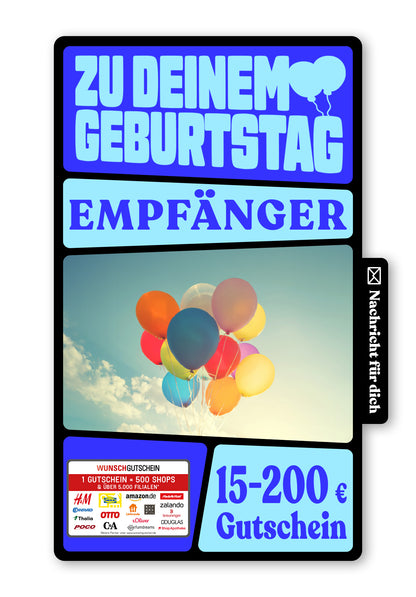 Wunschgutschein Digital - Glückwunsch - Bunte Ballons – Geschenkgutschein Ansicht 1