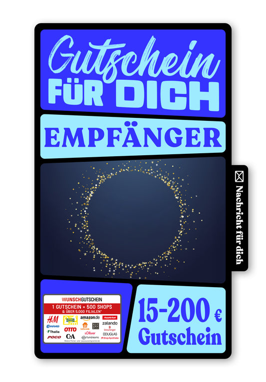 Wunschgutschein Digital - Wunscherfüller - Gold Blau – Geschenkgutschein Ansicht 1