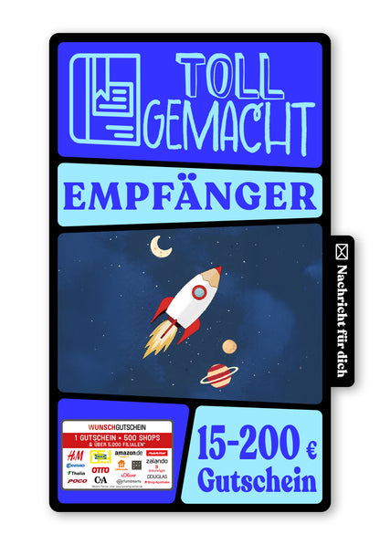 Wunschgutschein Digital - 1. Klasse - Rakete – Geschenkgutschein Ansicht 1