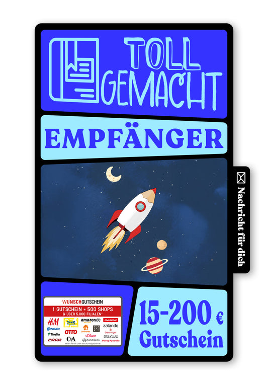 Wunschgutschein Digital - 1. Klasse - Rakete – Geschenkgutschein Ansicht 1