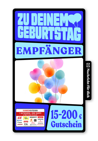 Wunschgutschein Digital - Alles Gute Geburtstag - Ballons Bunt – Geschenkgutschein Ansicht 1