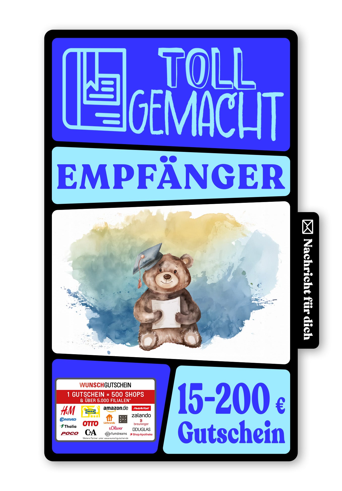 Wunschgutschein Digital - Endlich bestanden - Bär – Geschenkgutschein Ansicht 1