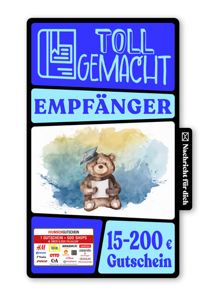 Wunschgutschein Digital - Endlich bestanden - Bär – Geschenkgutschein Ansicht 1