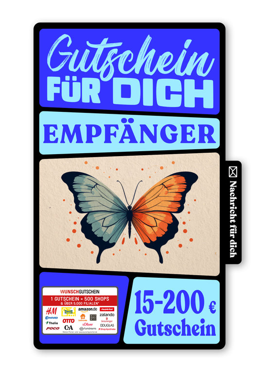 Wunschgutschein Digital - Für deine Wünsche - Schmetterling – Geschenkgutschein Ansicht 1