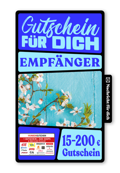 Wunschgutschein Digital - Alles Gute - Holz Blau – Geschenkgutschein Ansicht 1