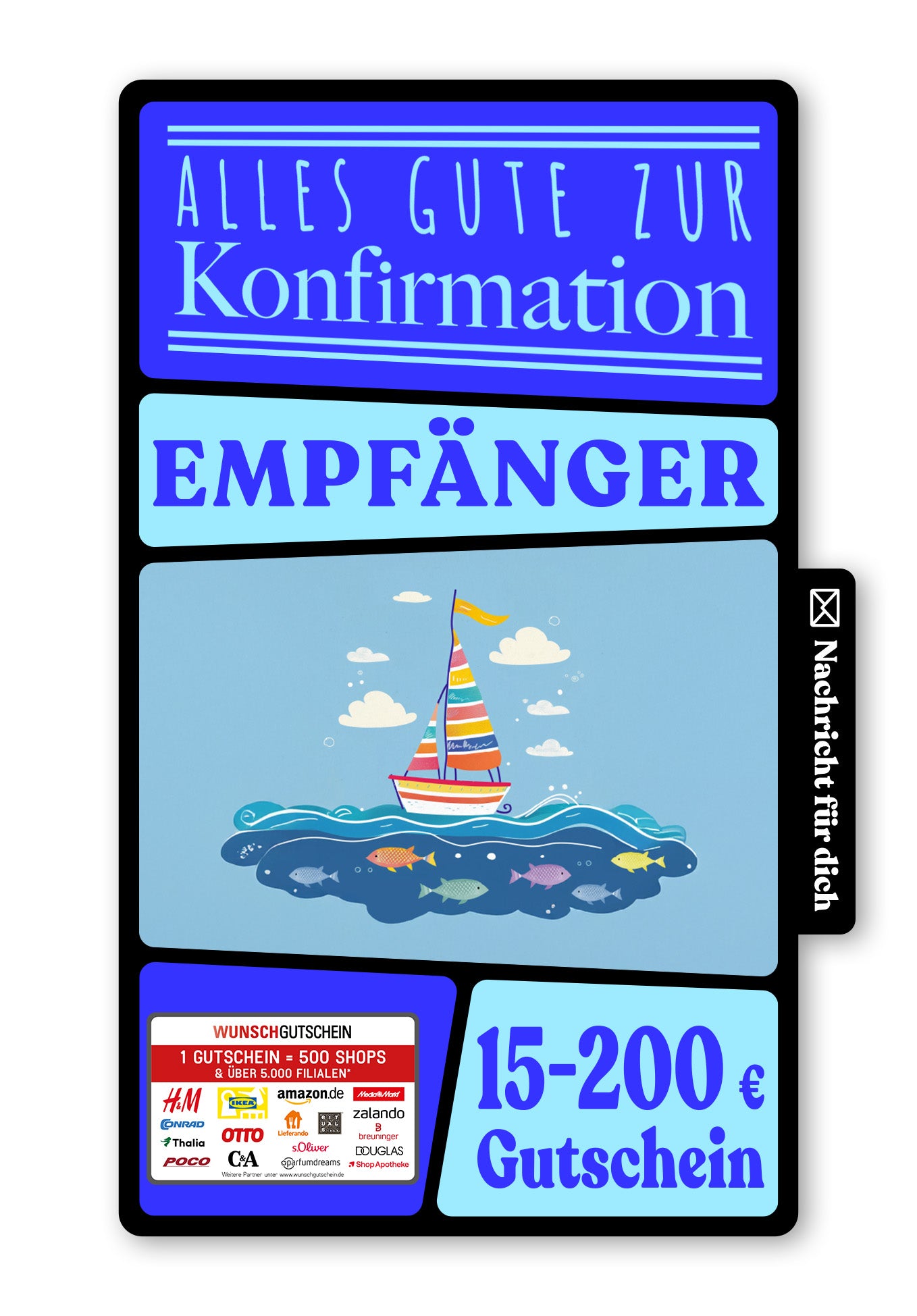 Wunschgutschein Digital - Alles Liebe zur Kommunion - Segelboot – Geschenkgutschein Ansicht 1