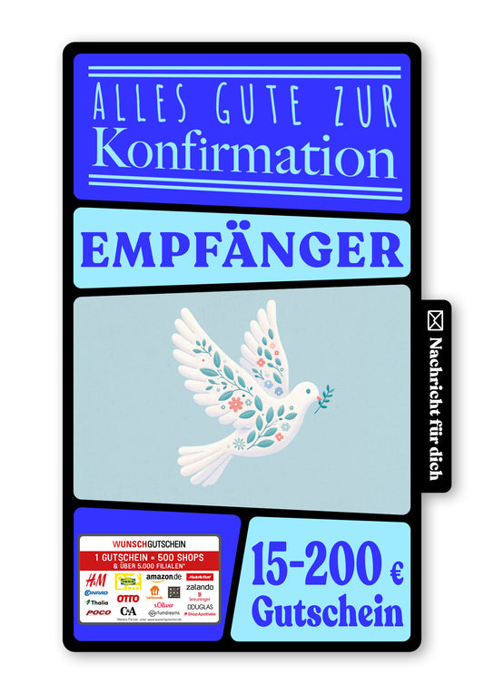 Wunschgutschein Digital - Zur Kommunion - Friedenstaube – Geschenkgutschein Ansicht 1