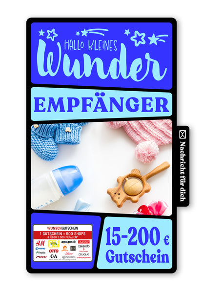Wunschgutschein Digital - Hallo Baby - Babyklamotten – Geschenkgutschein Ansicht 1