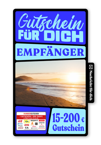 Wunschgutschein Digital - Für alle Wünsche - Strand – Geschenkgutschein Ansicht 1