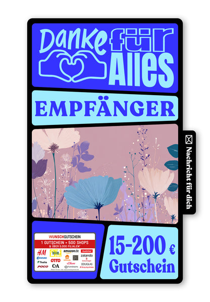 Wunschgutschein Digital - Dankeschön - Blumen Lila – Geschenkgutschein Ansicht 1