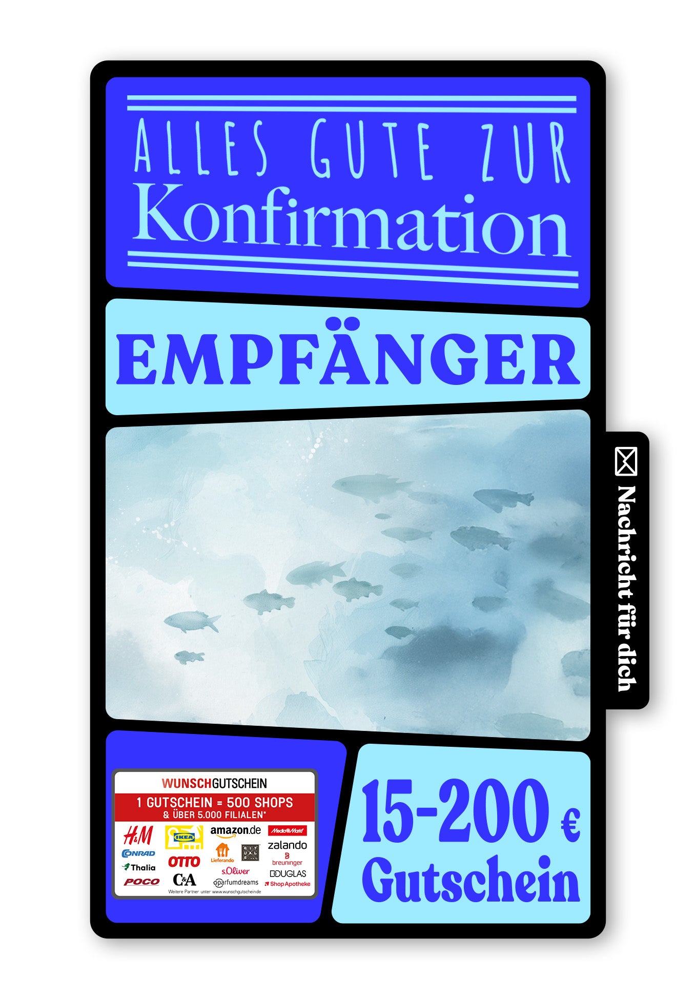 Wunschgutschein Digital - Zur Konfirmation - Fische Aquarell – Geschenkgutschein Ansicht 1