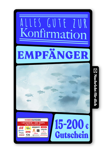 Wunschgutschein Digital - Zur Konfirmation - Fische Aquarell – Geschenkgutschein Ansicht 1
